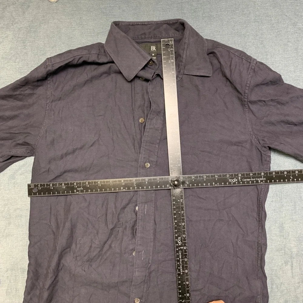 Banana Republic Tailored Slim Fit Shirt Mens Medium Black Herringbone Button Up